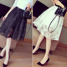 new-elegant-ladies-lace-flower-print-skirt-women-double-layer-skirts-elastic-waist-skirt BBL