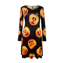 new-elegant-women-fashion-bat-and-moon-polyester-print-dress-with-full-sleeve-and-o-neck-for-halloween BBL