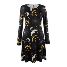 new-elegant-women-fashion-bat-and-moon-polyester-print-dress-with-full-sleeve-and-o-neck-for-halloween BBL