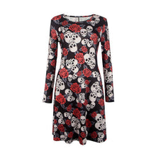 new-elegant-women-fashion-bat-and-moon-polyester-print-dress-with-full-sleeve-and-o-neck-for-halloween BBL