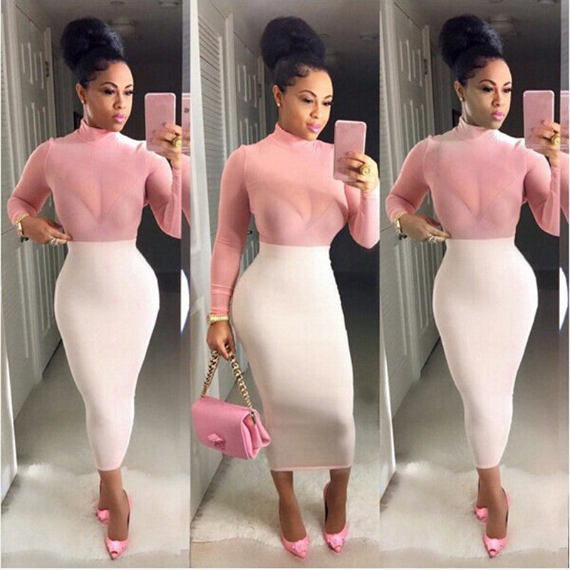 new-fashion-women-sexy-long-sleeve-mesh-evening-party-solid-long-dress BBL