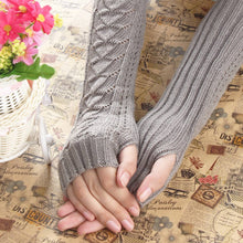 Amazig Long Mitten Gloves Women Knitted Arm Fingerless Gloves Solid Color FunS29