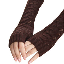 Amazig Long Mitten Gloves Women Knitted Arm Fingerless Gloves Solid Color FunS29