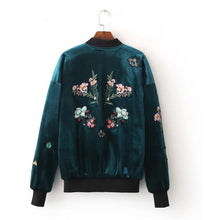 Appliques Flower Butterfly Embroidery Velvet Thin Padad Pilots Jacket Woman Velour Loose Bomber Jacket Coat Outerwear