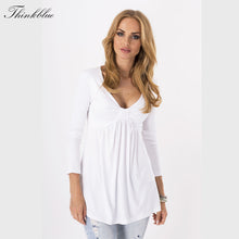 Long Loose T shirt Deep V Neck Womens Cotton T shirts Casual Long Sleeve T shirt Tops Tee Sexy Loose Tops XL