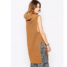 Turtleneck Twisted Sleeveless Knit Pullover Sweaters Coats Side Split Long Sweaters Women