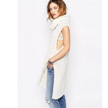 Turtleneck Twisted Sleeveless Knit Pullover Sweaters Coats Side Split Long Sweaters Women