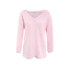 Casual Loose Knitwear Pull Femme Sexy Deep V Long Sleeve Knitted Sweater Solid Jumper Top Pullover Women 6 Colors XL