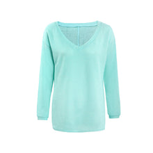 Casual Loose Knitwear Pull Femme Sexy Deep V Long Sleeve Knitted Sweater Solid Jumper Top Pullover Women 6 Colors XL