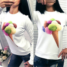 Casual Sweatshirt Women Ice Cream 3D Printed Tracksuits O Neck Long Sleeve Pull Femme Plus Size Tracksuits For Women