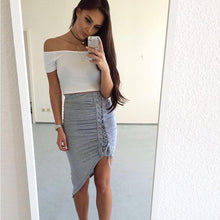 Lace Up High Waist Women Skirt Sexy Wrap Bodycon Skirt Midi Irregular OL Pencil Skirt Jupe Longue Femme
