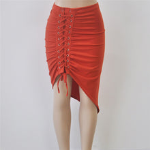 Lace Up High Waist Women Skirt Sexy Wrap Bodycon Skirt Midi Irregular OL Pencil Skirt Jupe Longue Femme