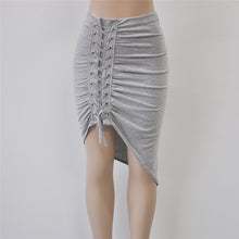 Lace Up High Waist Women Skirt Sexy Wrap Bodycon Skirt Midi Irregular OL Pencil Skirt Jupe Longue Femme