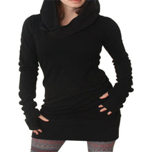 Women Long Sleeve Solid Black Slim Mini Dress Casual Street Hooded Dresses Bodycon Vestidos Sportwear Q0114