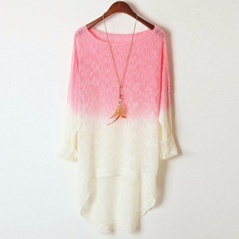 Pullover Sweater Gradient Knitted Women Sweaters And Pullovers Thin Swallowtail Oversized Loose Sweater Women