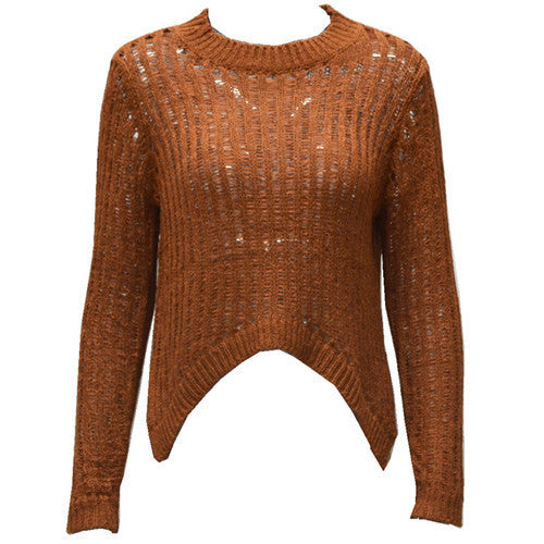 Sexy Cropped Knit Sweater Women Long Sleeve Pullovers And Sweaters Irregular Hem Pull Femme Knitwear Tops