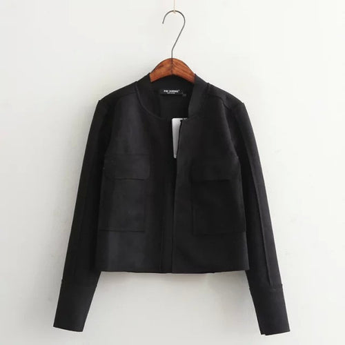 Vintage Suede Stand Collar Jacket Coat Femme Retro Chaquetas Mujer Motorcycle Biker Jacket Women 6 Colors Available