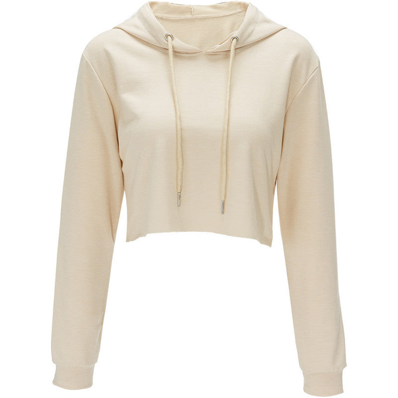 Chic O Neck Sweatshirt Women Cropped Hoody Short Featuring Tops Hooded Tracksuits Sweatshirt Solid Color Pull Femme