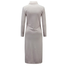 Dress Elegant Turtleneck Knee Length Dress For Women Sexy Side Split Zipper Up Party Dresses Robe Femme Long Sleeve