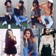 Hoodies Tops Sexy Ladies Long Sleeve O Neck Lace Up Sweatshirts Plus Size Solid Bandage jumper Pullpvers LX046