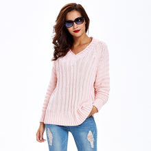women-cable-knitted-sweater-solid-ribbed-v-neck-raglan-sleeve-casual-black-jumper-pull-femme-hiver-sweater-mujer BBL