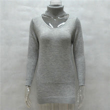 Halter Turtleneck Sweater Women Elegant Black Knitted Pullover Jumper Casual Long Tops Pull Femme