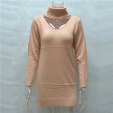 Halter Turtleneck Sweater Women Elegant Black Knitted Pullover Jumper Casual Long Tops Pull Femme