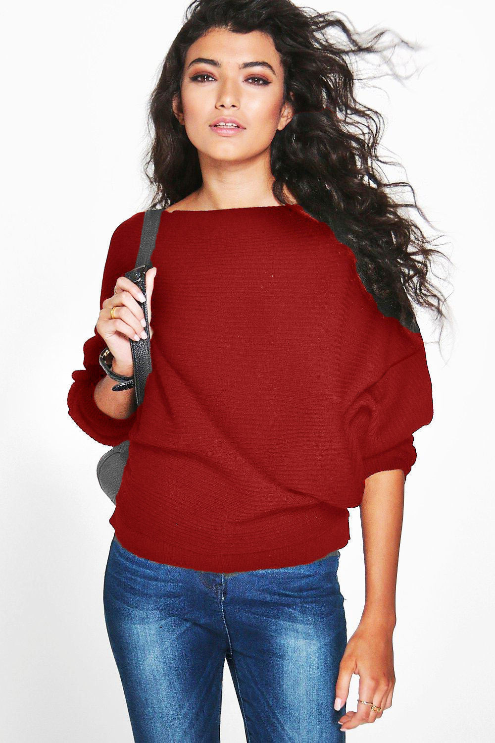 Sexy Ladies Warm Pullovers Long Sleeved Loose Casual Knitted Sweater Tops Women' Clothings LX096