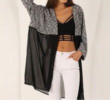 Women Knitted Long Cardigan Sweater Lady Sexy Casual Chiffon Patchwork Cardigans Women Knitted Clothing GV281