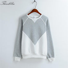 Patchwork Women Hoodies Long Sleeve Fleece Thick Casual Hoody O neck Sport Tracksuit Pullover Sweatshirt