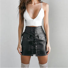 Lace Up Bandage Skirt Explosion Womens Cross High Waist Zipper Bodycon Skirts Sexy Elegant PU Leather Skirt GV451