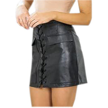 Lace Up Bandage Skirt Explosion Womens Cross High Waist Zipper Bodycon Skirts Sexy Elegant PU Leather Skirt GV451