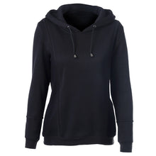 Long Sleeve O-neck Solid Hoodies Sweatshirt With Hat Black Color Women Pullocers X0382