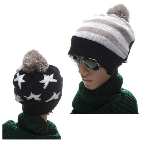 men-women-knitted-hats-american-flag-star-stripes-bobble-beanie-ski-hat-thick-cap-unisex-headwear BBL