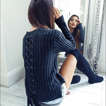 Sexy O Neck Knitted Pullover Sweaters Long Sleeve Bandage Sweaters Women's Sweater GV410-2