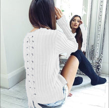Sexy O Neck Knitted Pullover Sweaters Long Sleeve Bandage Sweaters Women's Sweater GV410-2
