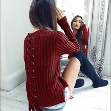 Sexy O Neck Knitted Pullover Sweaters Long Sleeve Bandage Sweaters Women's Sweater GV410-2