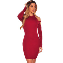 Sexy Off Shoulder Club Party Dresses Women Long Sleeve Cotton Elastic Casual Bodycon Dress GV461