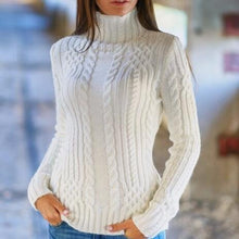 Sweater Shirts Womens Twist Turtleneck Solid Long Sleeve Casual Slim Knit Sweater Pullovers Tops Sweater M0458