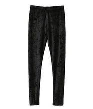 Velour Leggings Woman Retro Elastic Waist Slim fit Velvet Ankle-Length Leggings Femme black