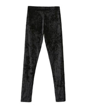 Velour Leggings Woman Retro Elastic Waist Slim fit Velvet Ankle-Length Leggings Femme black