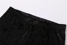 Velour Leggings Woman Retro Elastic Waist Slim fit Velvet Ankle-Length Leggings Femme black