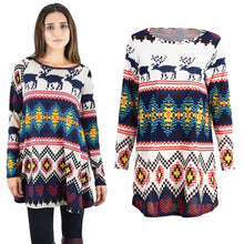 women-mini-christmas-dress-deer-print-long-sleeves-party-clothing-loose-costumes-shirtdress-brown-blue-long-blouse BBL
