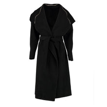 Woolen Trench Long Big Turn Down Collar Women Trench With Belt Slim Cardigan Long Coat XXL