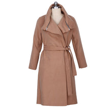 Woolen Trench Long Big Turn Down Collar Women Trench With Belt Slim Cardigan Long Coat XXL