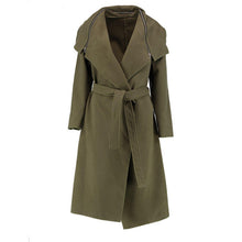 Woolen Trench Long Big Turn Down Collar Women Trench With Belt Slim Cardigan Long Coat XXL