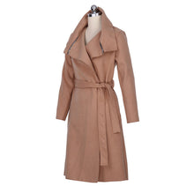 Woolen Trench Long Big Turn Down Collar Women Trench With Belt Slim Cardigan Long Coat XXL