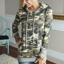Women Camouflage Printed Hooded Hoodies Tops Women Slim Pullovers Hooded Long-sleeved Sweatshirt M0624
