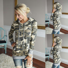 Women Camouflage Printed Hooded Hoodies Tops Women Slim Pullovers Hooded Long-sleeved Sweatshirt M0624