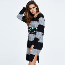 women-knit-sweater-dress-striped-contrast-twist-pullover-jumper-sequined-casual-loose-knitwear-red-grey-tricot BBL